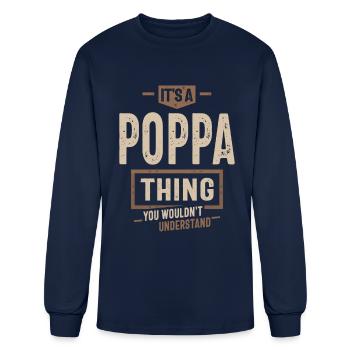 Mens It's a Poppa Thing Funny Dad Grandpa - Men's Long Sleeve T-Shirt - navy - Front