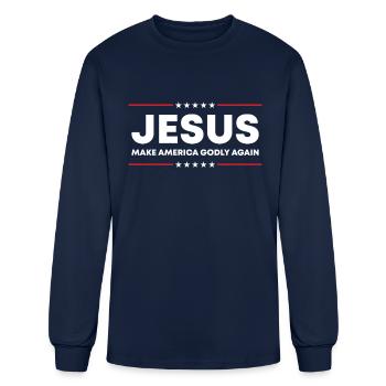 Jesus Make America Godly Again US Patriot Gifts - Men's Long Sleeve T-Shirt - navy - Front