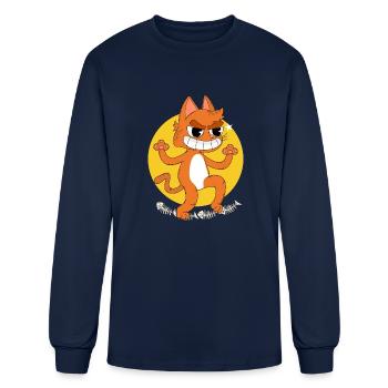 Funny Cat Slackliner Circus Acrobat Slacklining - Men's Long Sleeve T-Shirt - navy - Front