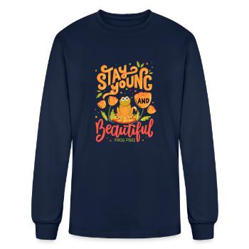 Stay Young And Beautiful Frog Pose - Men's Long Sleeve T-Shirt - navy - Front