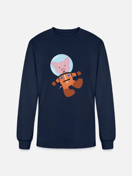 Pig In Space Suit - Men's Long Sleeve T-Shirt - navy