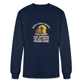 Boca Chica Beach Answer To All Life's Problems - Men's Long Sleeve T-Shirt - navy - Front