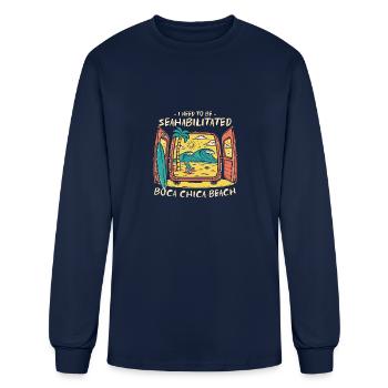 I Need To Be Seahabilitated Boca Chica Beach - Men's Long Sleeve T-Shirt - navy - Front