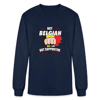 Not Belgian But Supportive Travel Tourist Belgian - Men's Long Sleeve T-Shirt - navy - Front