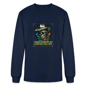 Tequila Makes My Clothes Fall Off Alcoholic - Men's Long Sleeve T-Shirt - navy - Front