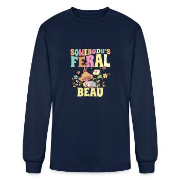 Somebody's Feral Beau Opossum Boyfriend - Men's Long Sleeve T-Shirt - navy - Front