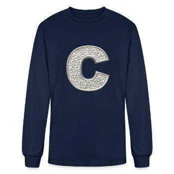 C, letter, letter C, initial, initial C, monogram, - Men's Long Sleeve T-Shirt - navy - Front