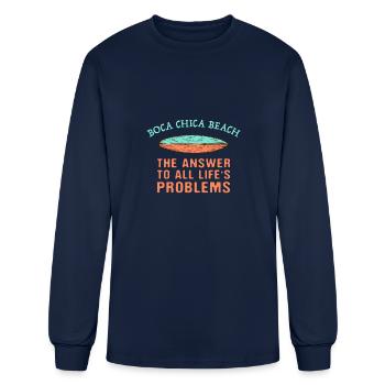 Boca Chica Beach Answer To All Life's Problems - Men's Long Sleeve T-Shirt - navy - Front