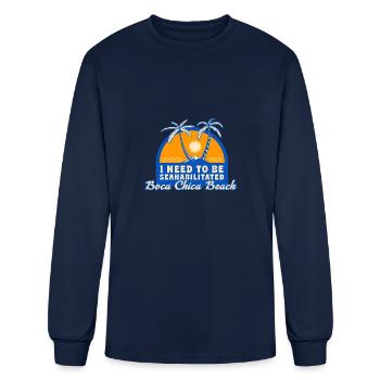 I Need To Be Seahabilitated Boca Chica Beach - Men's Long Sleeve T-Shirt - navy - Front