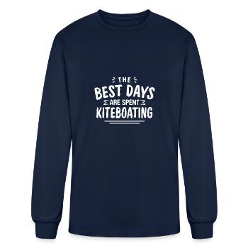 The Best Days Are Spent Kiteboating Summer Kite - Men's Long Sleeve T-Shirt - navy - Front