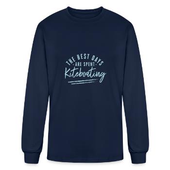The Best Days Are Spent Kiteboating Sayings Kite - Men's Long Sleeve T-Shirt - navy - Front