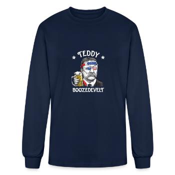 4th of July teddy Boozedevelt Theodore Roos shirt - Men's Long Sleeve T-Shirt - navy - Front