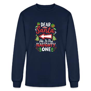 Christmas Santa Matching - Men's Long Sleeve T-Shirt - navy - Front