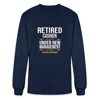 RETIRED CASHIER UNDER NEW MANAGEMENT - Men's Long Sleeve T-Shirt - navy - Front