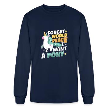 Pony Unicorn Horse Dressage HorsebackRiding - Men's Long Sleeve T-Shirt - navy - Front