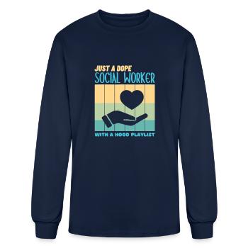 Dope Social Worker With A Hood Playlist Social - Men's Long Sleeve T-Shirt - navy - Front