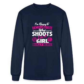 Im Happy To Demonstrate Billiards Girl Pool Player - Men's Long Sleeve T-Shirt - navy - Front