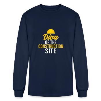 Diva of the Construction Site funny Construction - Men's Long Sleeve T-Shirt - navy - Front