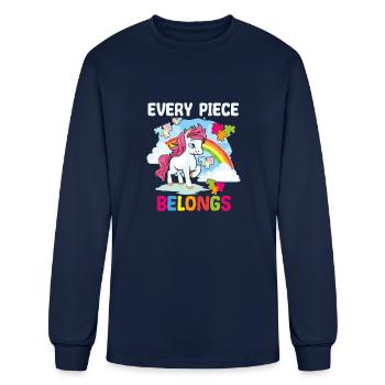 Every Piece Belongs Autism Awareness Puzzle - Men's Long Sleeve T-Shirt - navy - Front