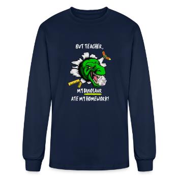 But Teacher My Dinosaur Ate My Homework12 - Men's Long Sleeve T-Shirt - navy - Front
