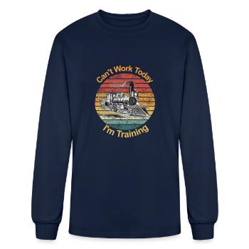 I m Training Railroad Fan Vintage Steam Train - Men's Long Sleeve T-Shirt - navy - Front