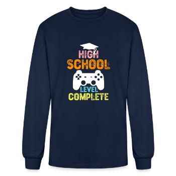 High School Level Complete - Men's Long Sleeve T-Shirt - navy - Front