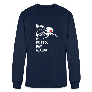 Bristol Bay County Alaska Is Where My Heart Is - Men's Long Sleeve T-Shirt - navy - Front