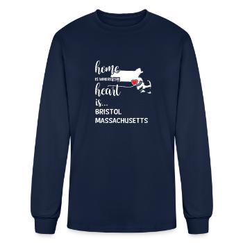 Bristol County Massachusetts Is Where My Heart Is - Men's Long Sleeve T-Shirt - navy - Front