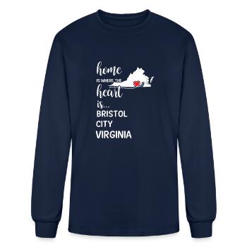 Bristol City County Virginia Is Where My Heart Is - Men's Long Sleeve T-Shirt - navy - Front