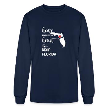 Dixie County Florida Is Where My Heart Is Cool - Men's Long Sleeve T-Shirt - navy - Front