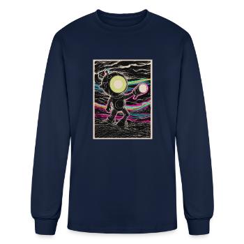 Mad Robot with Flashlight Hand - Men's Long Sleeve T-Shirt - navy - Front