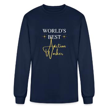 World s Best Auction Worker Funny Job Auction - Men's Long Sleeve T-Shirt - navy - Front