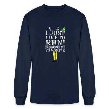 run- I just like to run running's my favorite - Men's Long Sleeve T-Shirt - navy - Front