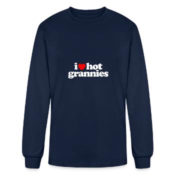 i love hot grannies - Men's Long Sleeve T-Shirt - navy - Front