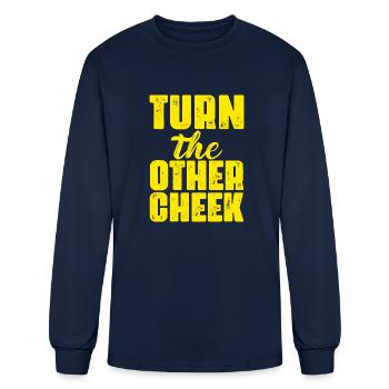 Turn The Other Cheek - Men's Long Sleeve T-Shirt - navy - Front