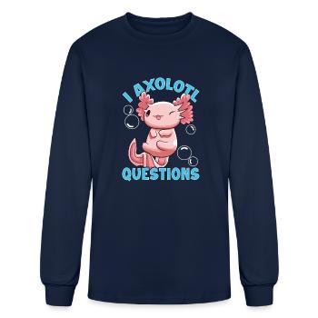 Funny I Axolotl Questions I Ask A Lot Of Questions - Men's Long Sleeve T-Shirt - navy - Front