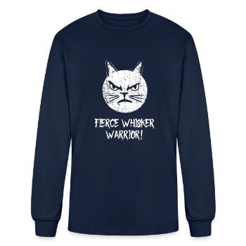 Fierce Whisker Warrior - Men's Long Sleeve T-Shirt - navy - Front