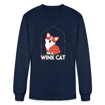 Wink cat - Men's Long Sleeve T-Shirt - navy - Front