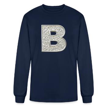 B, letter, letter B, initial, initial B, monogram, - Men's Long Sleeve T-Shirt - navy - Front
