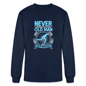 Old Man Skateboard Skater Sk8 Skate Boarder - Men's Long Sleeve T-Shirt - navy - Front