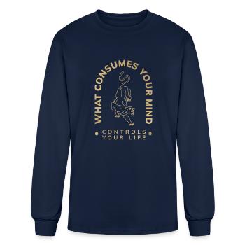 What Consumes you minds - Men's Long Sleeve T-Shirt - navy - Front