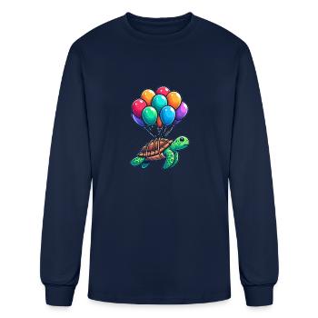 Turtle hangs from balloons - Men's Long Sleeve T-Shirt - navy - Front
