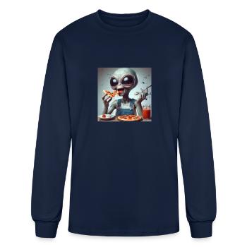 Alien Pizza Fun - Men's Long Sleeve T-Shirt - navy - Front