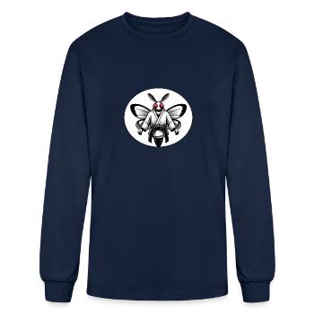 Karate moth with black strap - Men's Long Sleeve T-Shirt - navy - Front
