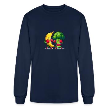 Banana vs broccoli boxing match - Men's Long Sleeve T-Shirt - navy - Front