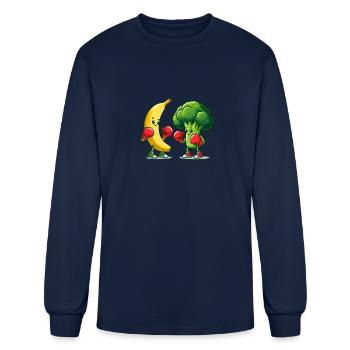 Banana vs broccoli boxing match - Men's Long Sleeve T-Shirt - navy - Front