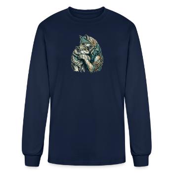wolf hug - Men's Long Sleeve T-Shirt - navy - Front