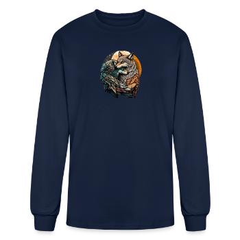 wolf hug - Men's Long Sleeve T-Shirt - navy - Front