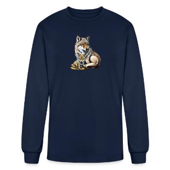 wolf give birth - Men's Long Sleeve T-Shirt - navy - Front