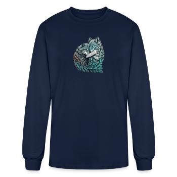 wolf hug - Men's Long Sleeve T-Shirt - navy - Front